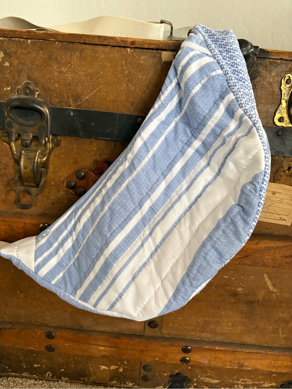 Striped Blue & White Crossbody Bag — Lightweight Women's Shoulder Bag